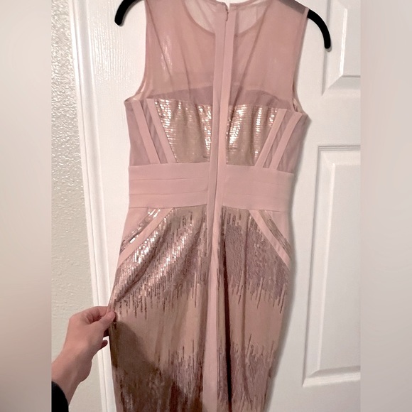 Champagne/Light Pink Sequin Cocktail Dress - Picture 2 of 4